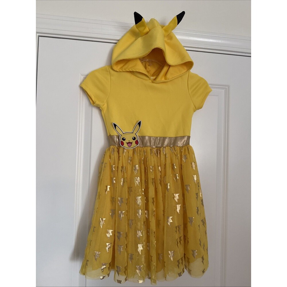 Pokemon Yellow Pikachu Dress Hoodie Cosplay Costume Girls MEDIUM 7/8
